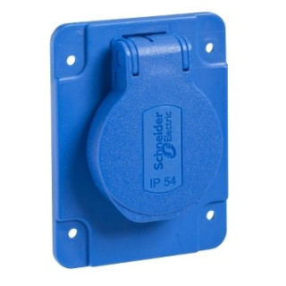 PKS62B - Pratika - Socle prise schuko enc 65x85 fix lat blue ip54 220v 2pt - Schneider 