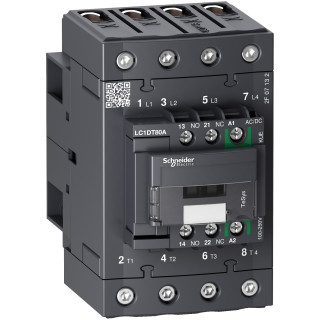 LC1DT80AKUE - TeSys D Green - contacteur 4P (4NO) 80A - 100/250VCA/CC - basse conso - vis - Schneider 