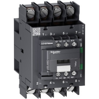 LC1DT80A6BBE - TeSys D Green - contacteur 4P (4NO) 80A - 24VCC - basse conso - cosses - Schneider 