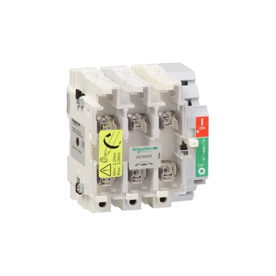 GS1KKD3 - TeSys GS1 - bloc de base interrupteur-sectionneur fusible - 3P 3F - DIN - 125A - Schneider 