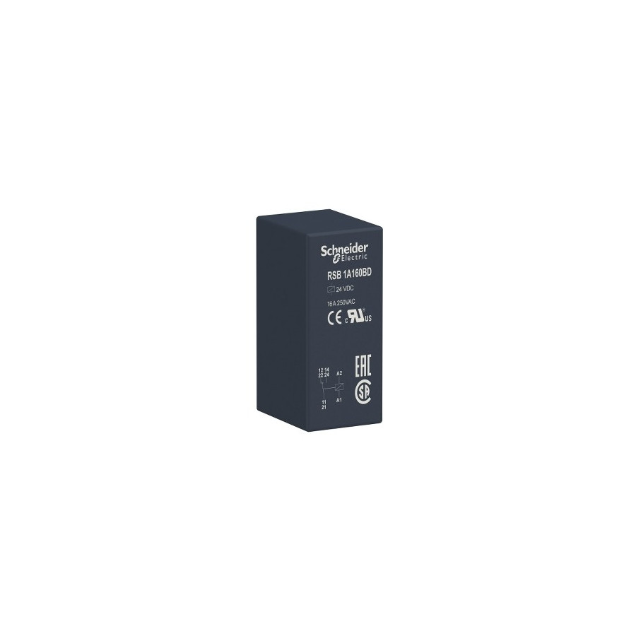 RSB1A160BD - Zelio Relay RSB - relais PCB embrochable - 1OF - 16A - 24VDC - Schneider 