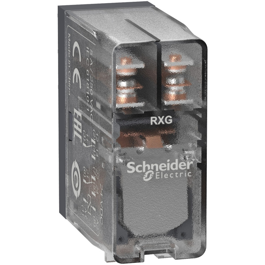 RXG25BD - Zelio Relay RXG - relais interface - embrochable - 2OF - 5A - 24VDC - Schneider 