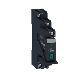 RXG12BDPV - Zelio Relay RXG - relais embroc monté sur embase - test + DEL - 1OF 10A - 24VDC - Schneider 
