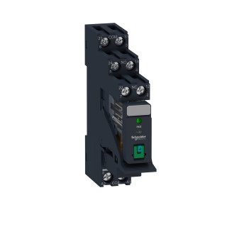 RXG22BDPV - Zelio Relay RXG - relais embroc monté sur embase - test + DEL - 2OF 5A - 24VDC - Schneider 