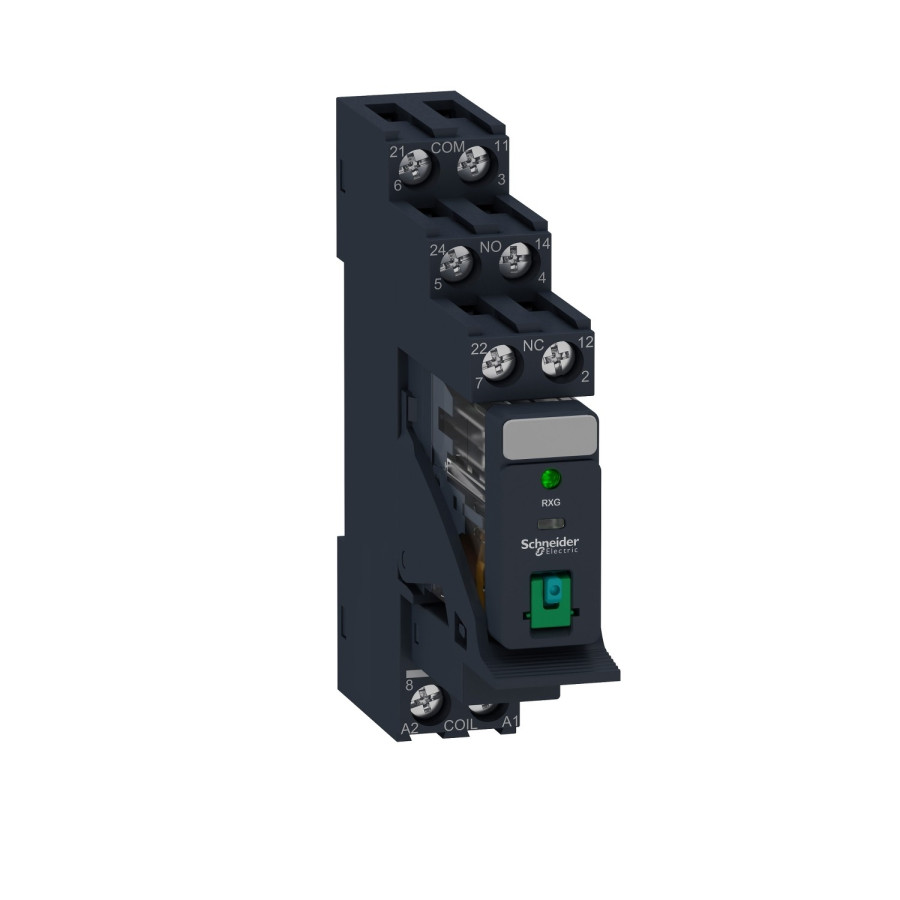 RXG22BDPV - Zelio Relay RXG - relais embroc monté sur embase - test + DEL - 2OF 5A - 24VDC - Schneider 