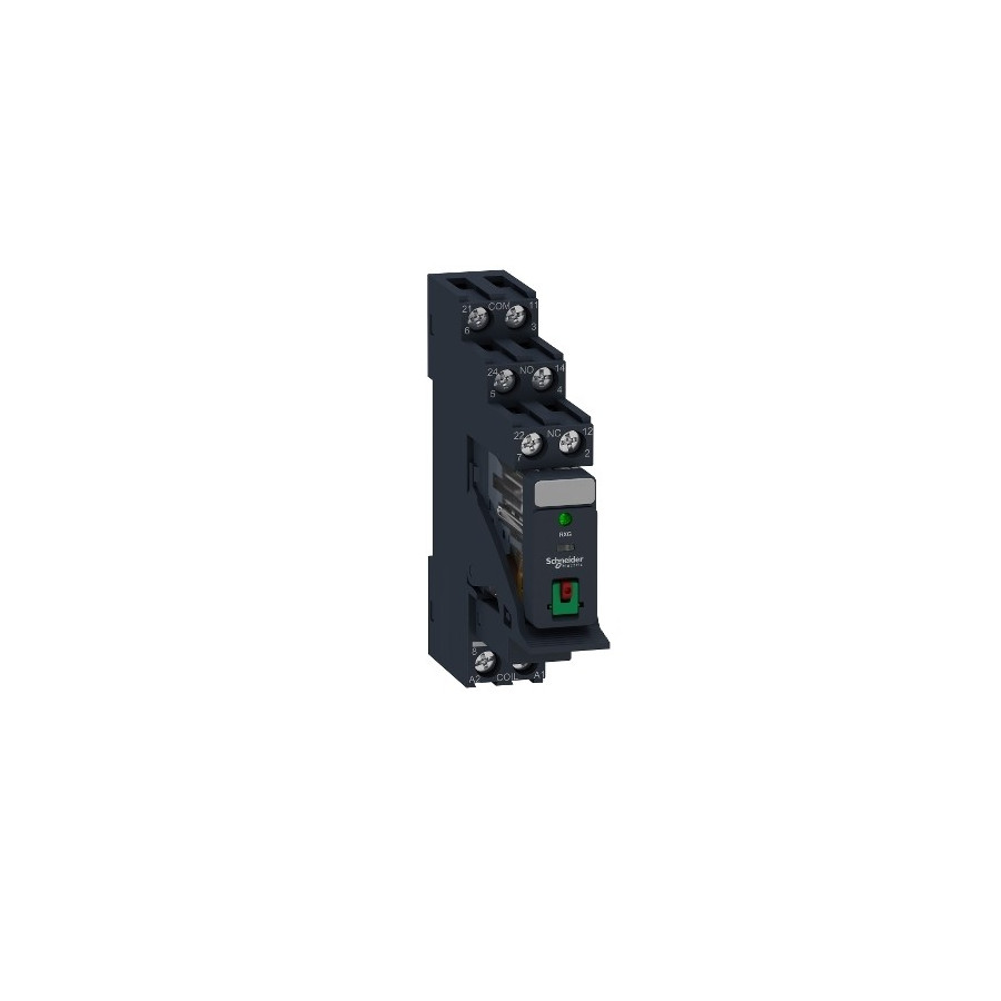 RXG22P7PV - Zelio Relay RXG - relais embroc monté sur embase - test + DEL - 2OF 5A - 230VAC - Schneider 
