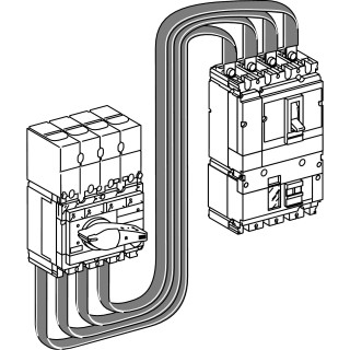 31071 - Compact INV100-250 amont/NSX250 aval - liaison souple - vertical - côte à côte - Schneider 