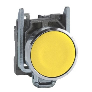 XB4BA55 - Harmony XB4 - bouton poussoir à impulsion - Ø22 - jaune - 1O+1F - vis étrier - Schneider 