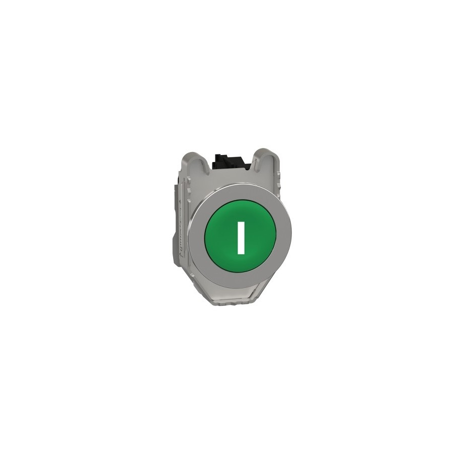 XB4FA3311 - Harmony XB4 - bouton poussoir à impuls - Ø22 - flush - marqué - vert - 1F - vis - Schneider 