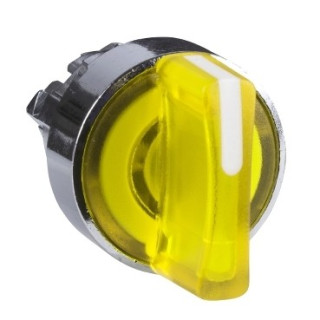 ZB4BK1383 - Harmony XB4 - tête bouton à manette lumineux - Ø22 - 3 pos fix - jaune - Schneider 