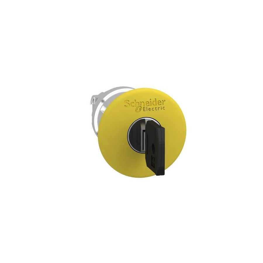 ZB4BS15 - Harmony XB4 - tête bouton poussoir coup de poing - Ø40 - à clé 455 - jaune - Schneider 