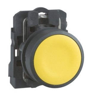 XB5AA55 - Harmony XB5 - bouton poussoir à impulsion - Ø22 - jaune - 1O+1F - vis étrier - Schneider 