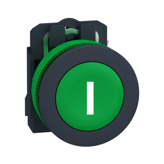 XB5FA3311 - Harmony XB5 - bouton poussoir impulsion - Ø22 - flush - marqué - vert - 1F - vis - Schneider 