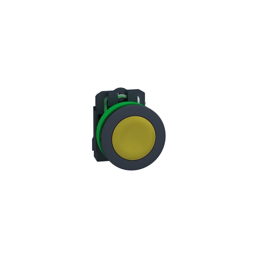XB5FA51 - Harmony XB5 - bouton poussoir impulsion - Ø22 - flush - jaune - 1F - vis étrier - Schneider 