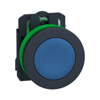 XB5FA61 - Harmony XB5 - bouton poussoir à impulsion - Ø22 - flush - bleu - 1F - vis étrier - Schneider 