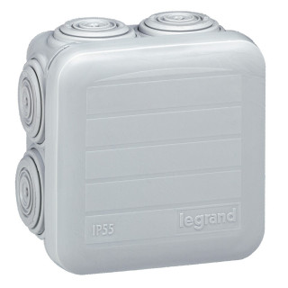 092005 - Boîte de dérivation carrée Plexo dimensions 65x65x40mm - gris RAL7035 - Legrand 