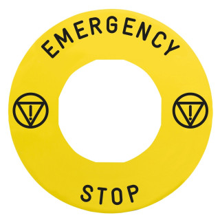 ZBY9330T - Harmony Étiquette Circulaire D:60mm Jaune Logo En13850 Emergency Stop Pr Zbz3605 - Schneider 