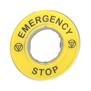 ZBY9320 - Harmony - Étiquette Circulaire Jaune 3d - D:60 - Emergency Stop - Schneider 