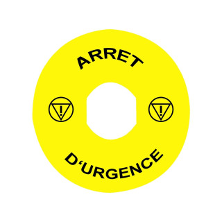 ZBY8130 - Harmony Étiquette Circulaire Ø90mm Jaune - Logo En13850 - Arret D'urgence - Schneider 
