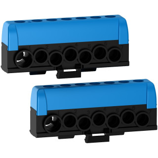 R9H13411N - Resi9 - lot de 2 borniers neutre - 2 x bleu - 6 trous 16mm² - 1 trou 35mm² - Schneider 